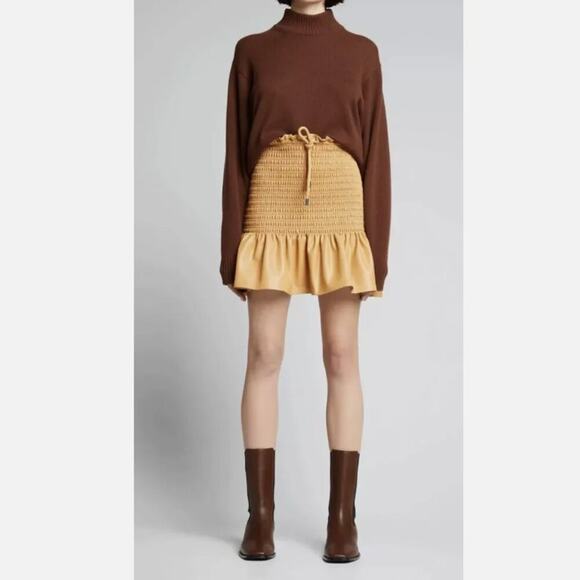 A.L.C. Jenny Shirred Faux Leather Mini Skirt - Picture 1 of 7